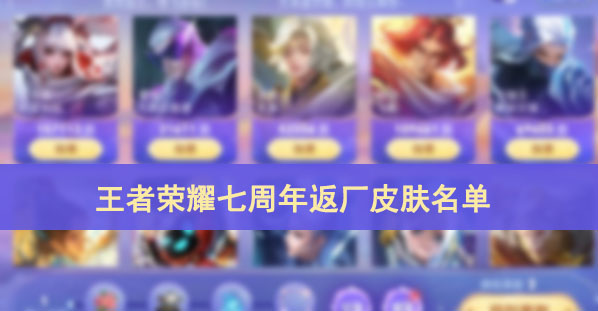 王者荣耀七周年返场皮肤名单