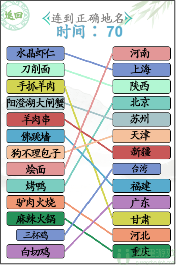 汉字找茬王美食连线攻略
